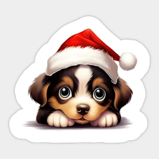 Christmas Peeking Baby Dog Sticker